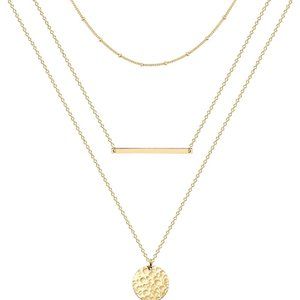 Layered Necklace Dainty Disc Chokers Necklace 14K Real Gold Plated Layering